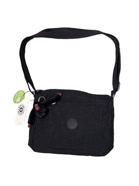 Kipling Black Nylon Crossbody Bag Monkey Charm NWT